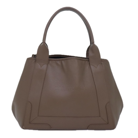 BALENCIAGA Navy Cabas Hand Bag Leather Gray 339933 Auth 80962 - Picture 2 of 16